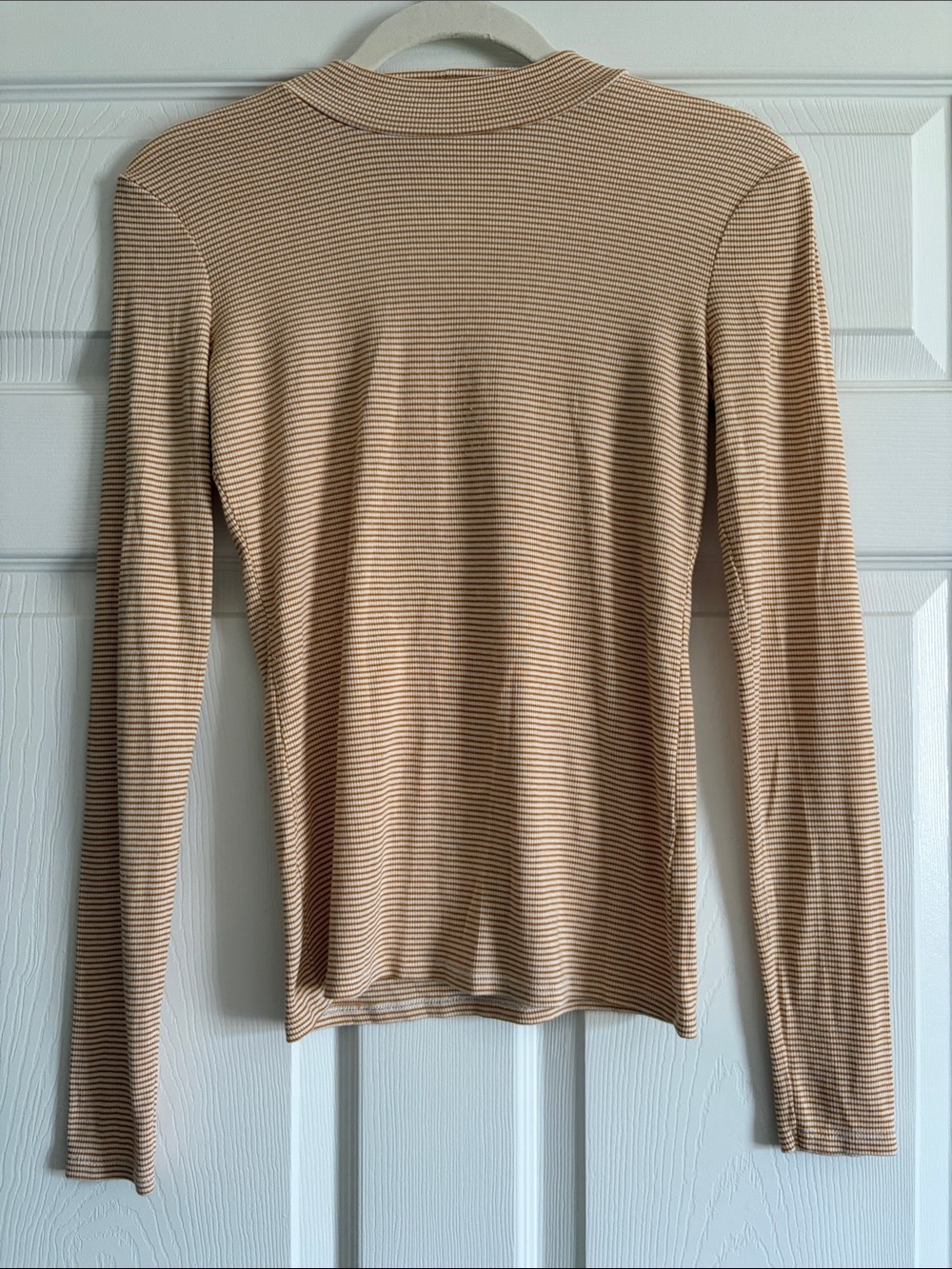 Pure & Good Orange Striped Stretchy Long Sleeve Turtleneck XS